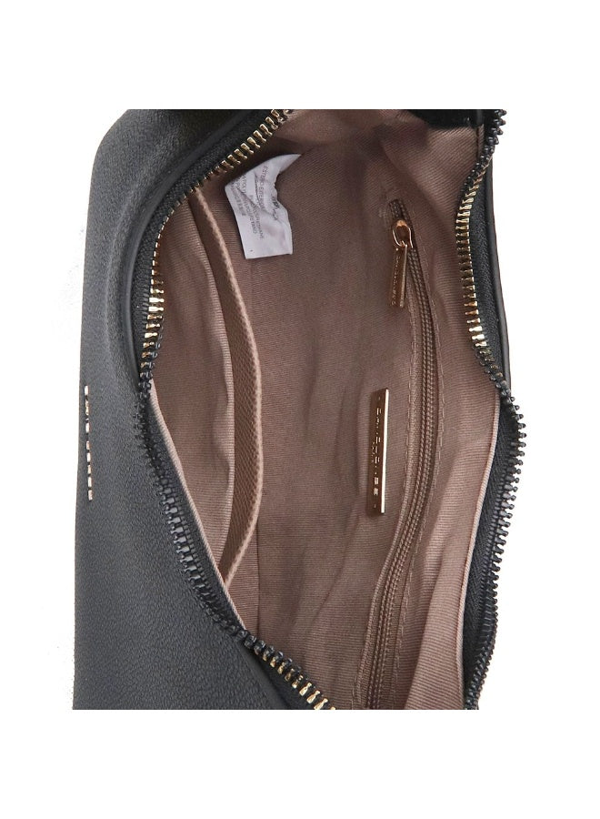 David Jones Shoulder Bag for Women, faux Leather Hobo Crossover Fashion Handbag Purse Color Black