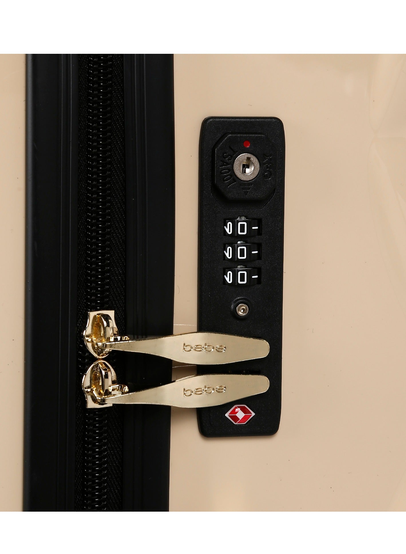 BEBE Tiara hardside luggage on wheels for unisex | ultra lightweight ABS on with spinner double wheels 4 color beige