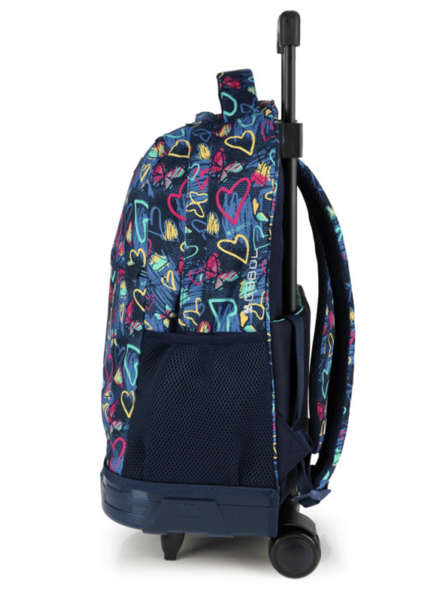 Gabol Tizaz Trolley Backpack – Multi-Colored | Lightweight & Durable Travel Bag | Unisex | Hearts & Butterflies Design