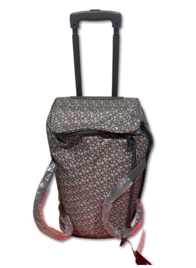 DKNY Vintage Signature Wheeled Duffle Bag – Iron/Smoke Color | One-Size Travel Duffle with Wheels & Telescopic Handle