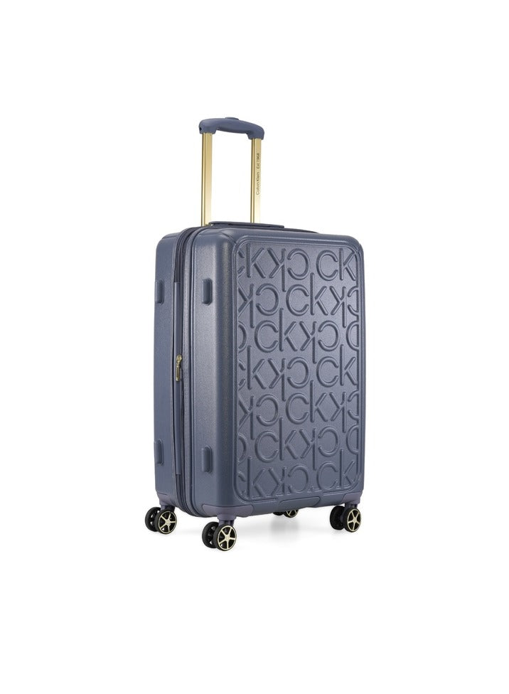 Big Monogram Hardside Spinner Luggage On Wheels, Ultra Lightweight ABS, 4 Double Wheels Color DENIM