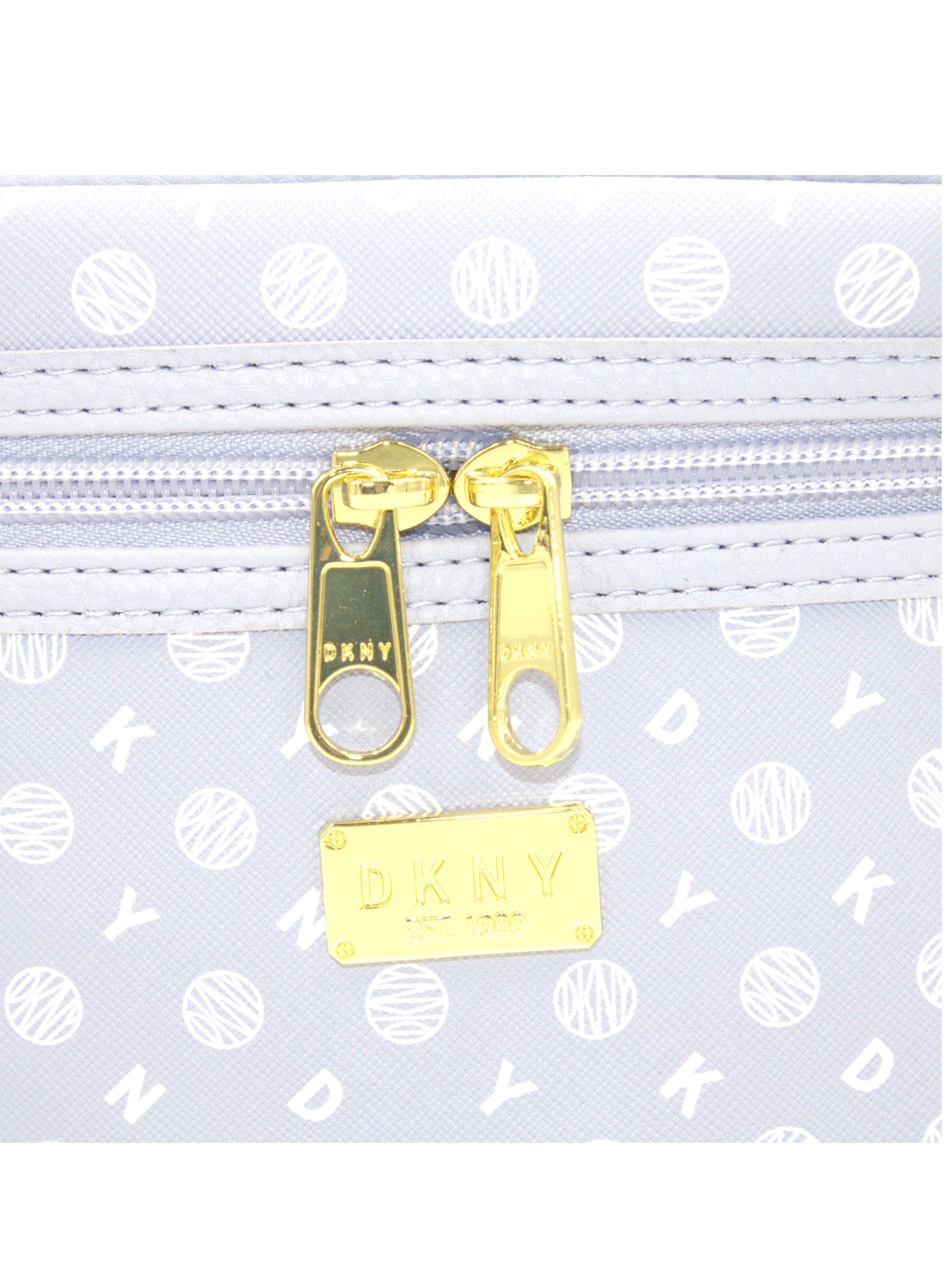 DKNY Legacy Train Case Cosmetic Bag, Travel Make up Bag Small, Small Waterproof and Lightweight Cosmetic Bag Storage Bag, Small Makeup Bag, Travel Toiletry Bag