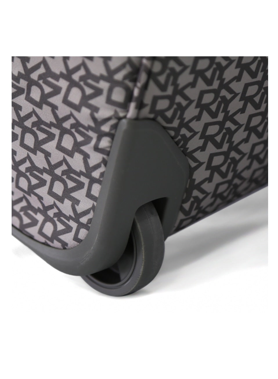 DKNY Monogram Grey Duffle Bag with Wheels | Unisex Travel Handbag with Adjustable Shoulder Strap