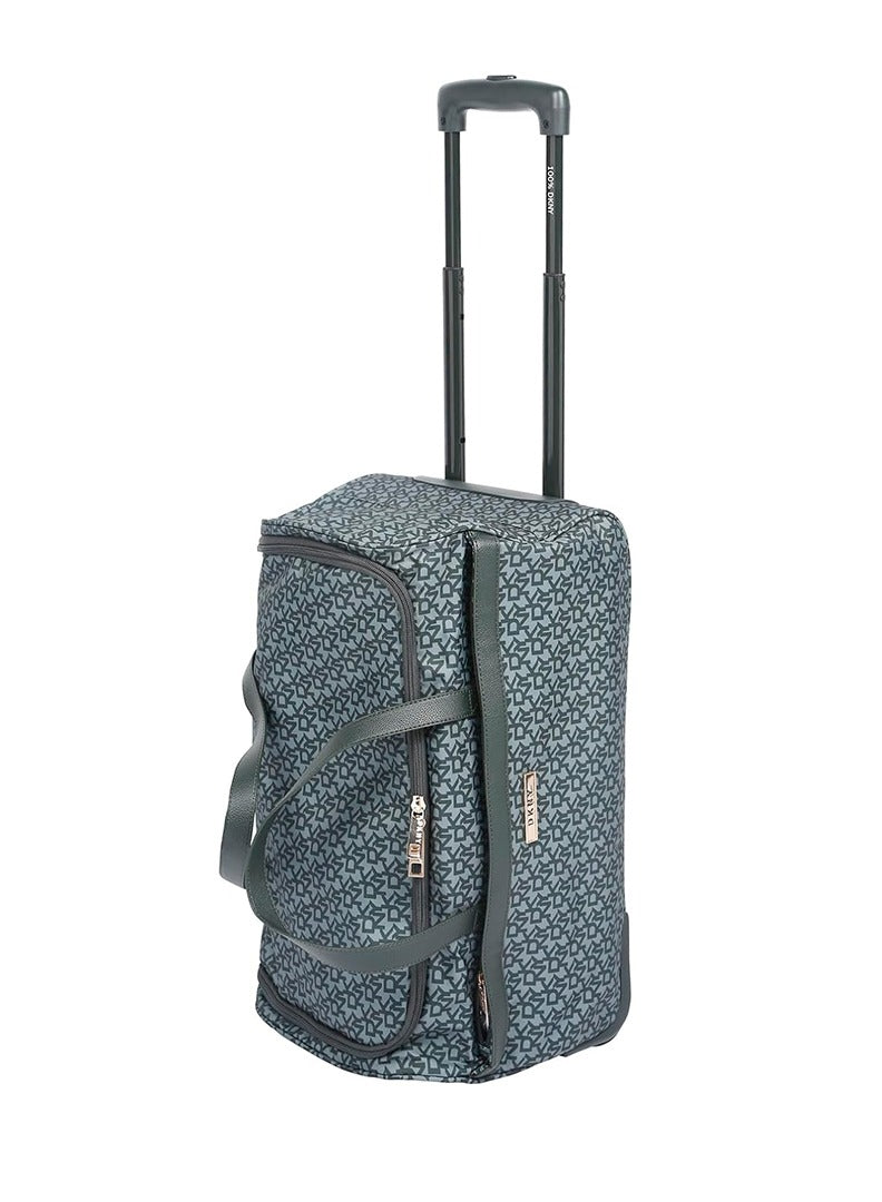 Dkny Vintage Signature Wheels Duffle Bag for Unisex | Ultra Lightweight Wheels 2 Color blue/grey patterned bag