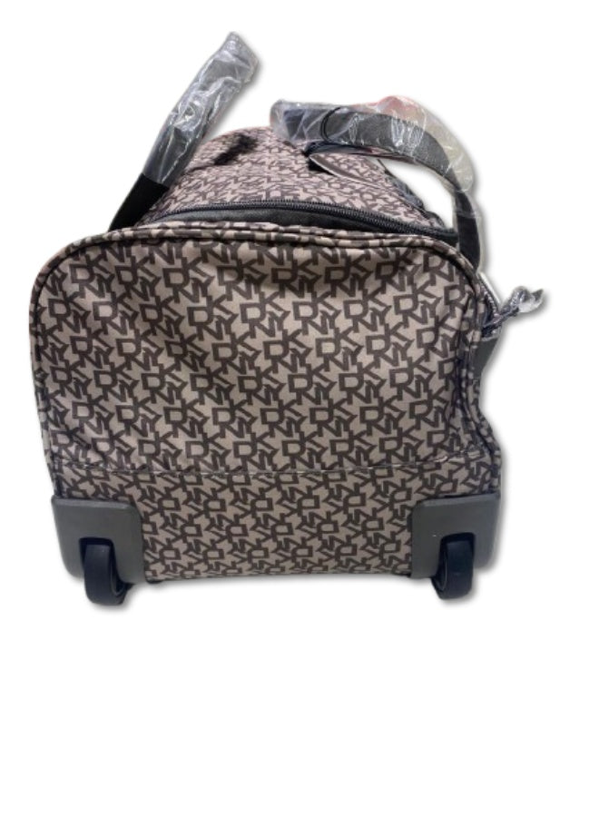 DKNY Vintage Signature Wheeled Duffle Bag – Iron/Smoke Color | One-Size Travel Duffle with Wheels & Telescopic Handle