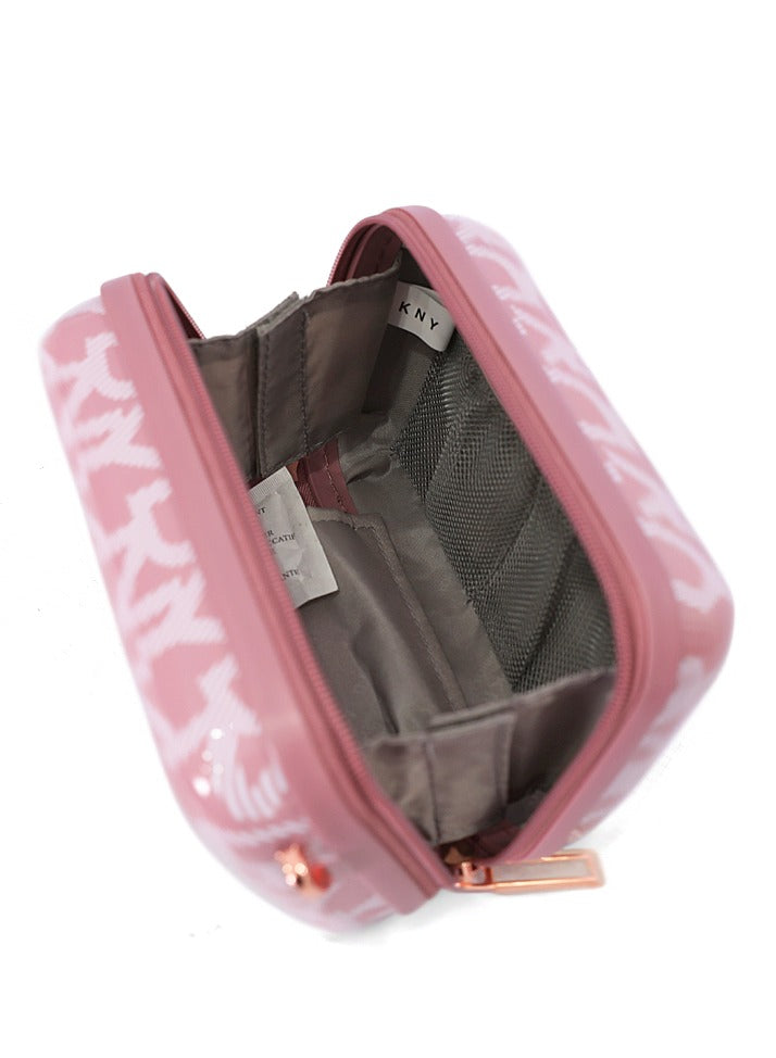 DKNY Deco Signature Beauty Case Makeup Travel Lighted Case, Cosmetic Bag Organizer Professional Adjustable Divider Storage, Waterproof Portable Make up Train Box Accessories