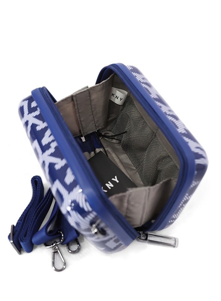 DKNY Deco Signature Beauty Case Makeup Travel Lighted Case, Cosmetic Bag Organizer Professional Adjustable Divider Storage, Waterproof Portable Make up Train Box Accessories