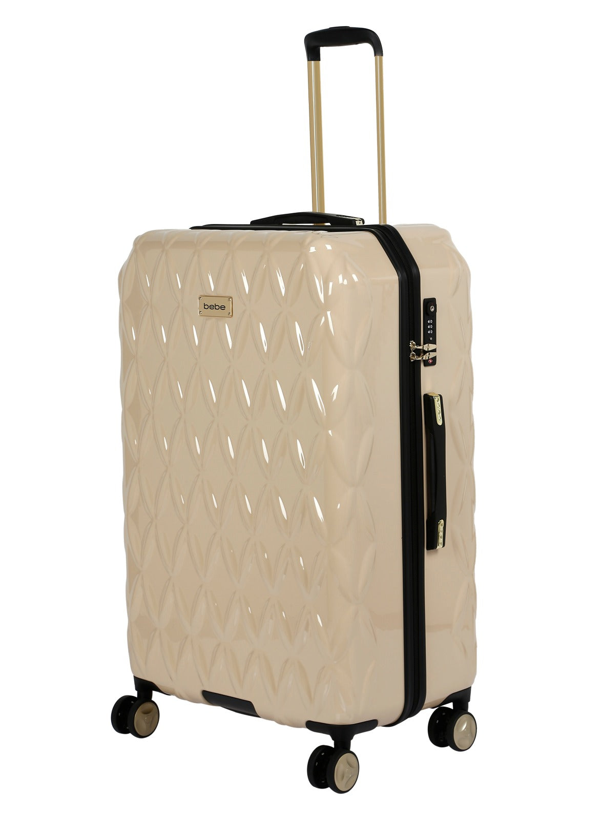 BEBE Tiara hardside luggage on wheels for unisex | ultra lightweight ABS on with spinner double wheels 4 color beige