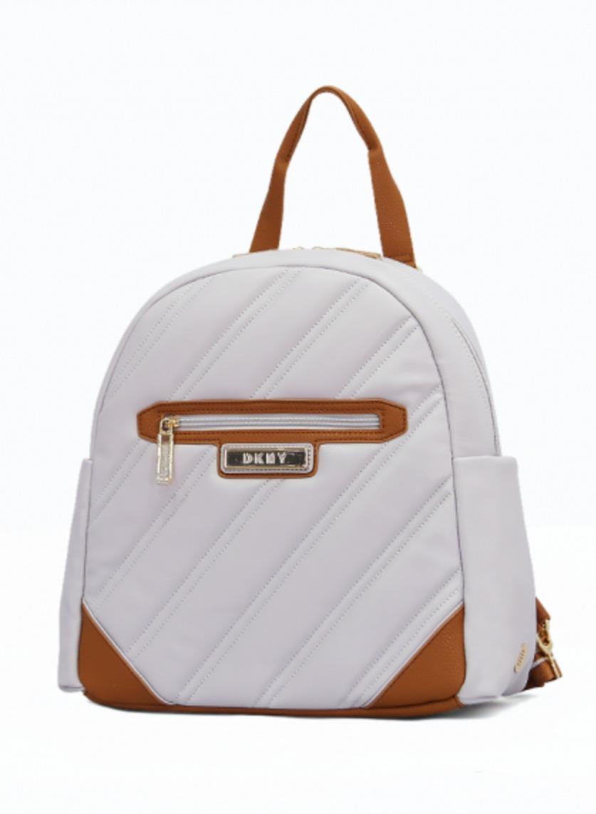 DKNY Leather Backpack for Women | Stylish light grey Color | Lightweight & Durable Design