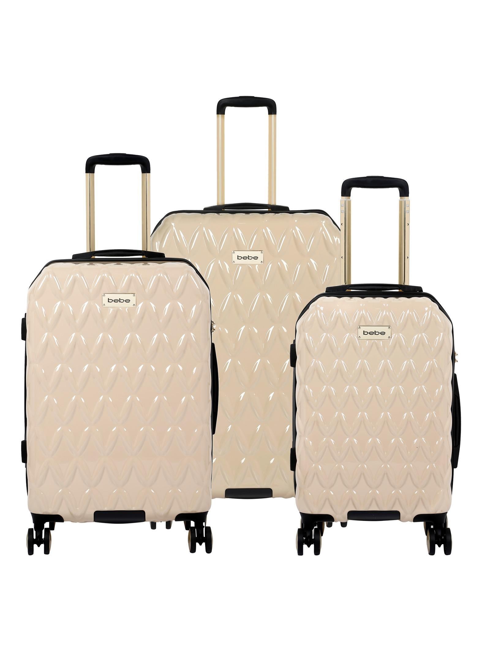 BEBE Tiara hardside luggage on wheels for unisex | ultra lightweight ABS on with spinner double wheels 4 color beige