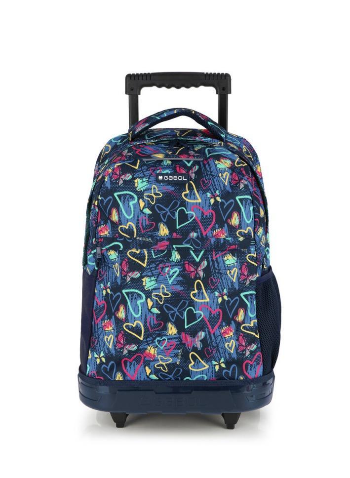 Gabol Tizaz Trolley Backpack – Multi-Colored | Lightweight & Durable Travel Bag | Unisex | Hearts & Butterflies Design