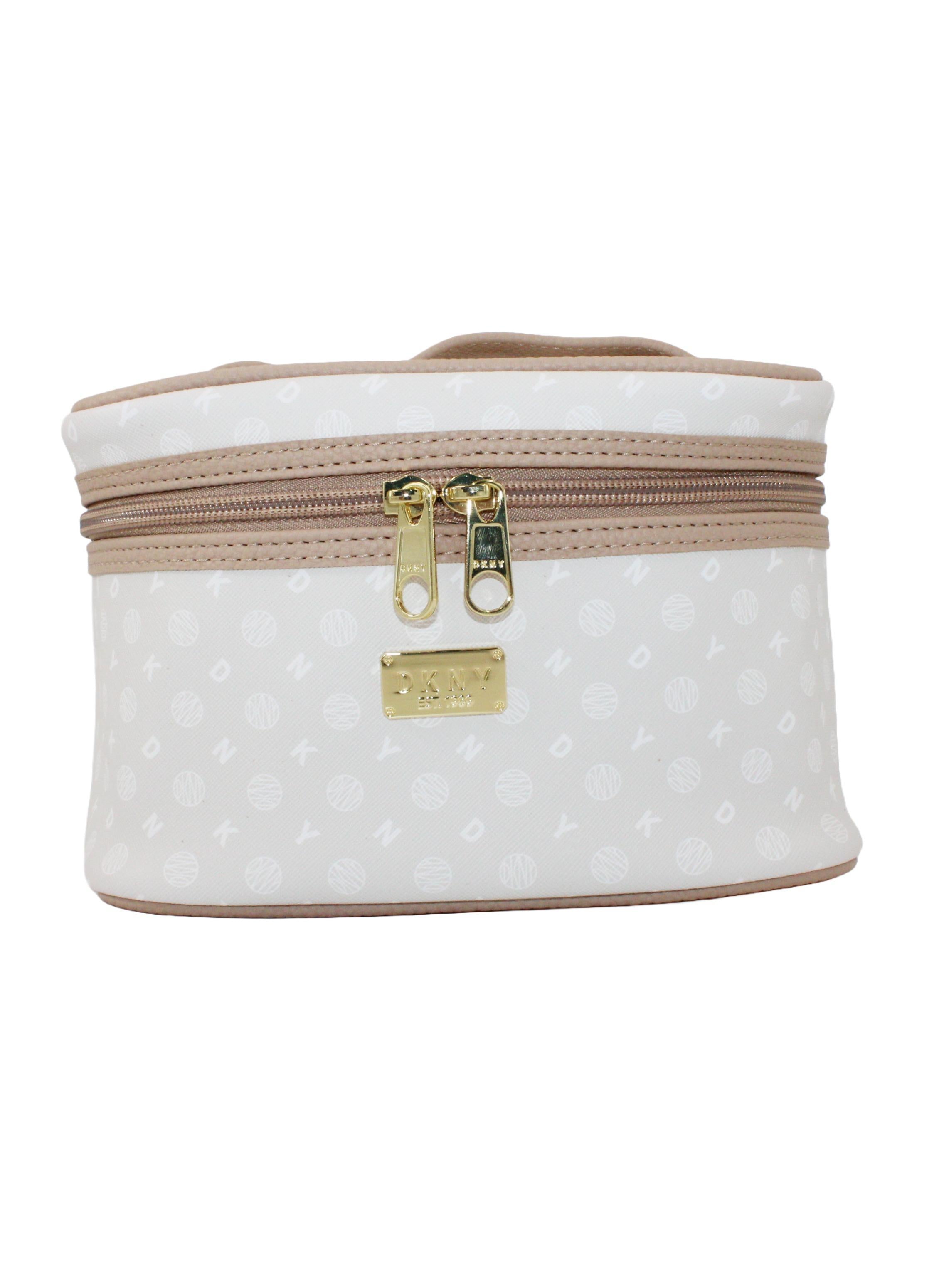 DKNY Legacy Train Case Cosmetic Bag, Travel Make up Bag Small, Small Waterproof and Lightweight Cosmetic Bag Storage Bag, Small Makeup Bag, Travel Toiletry Bag