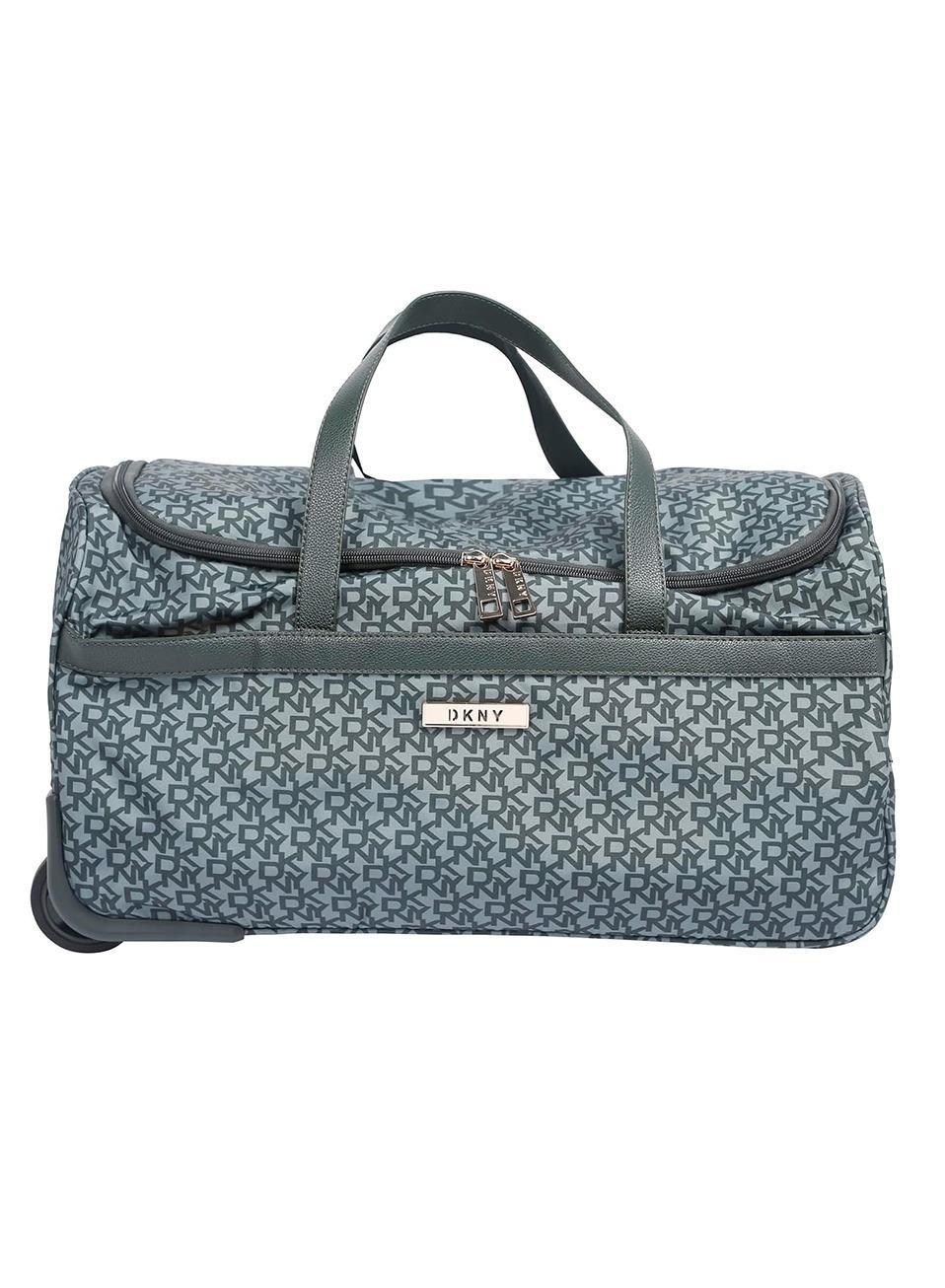 Dkny Vintage Signature Wheels Duffle Bag for Unisex | Ultra Lightweight Wheels 2 Color blue/grey patterned bag