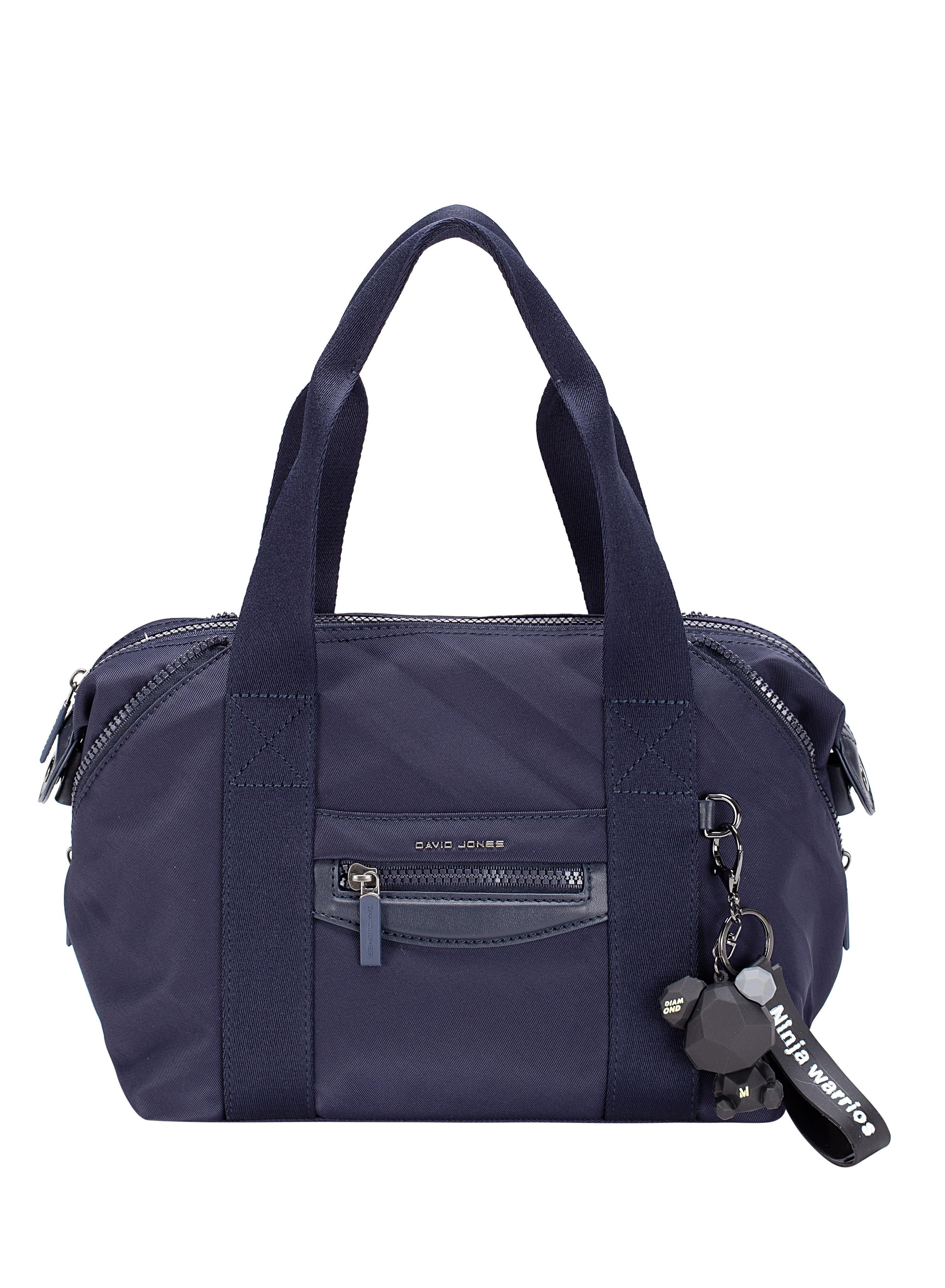 David Jones women's large handbag tote shopper bag pu genuine leather style multi pocket top handle bags Color Navy