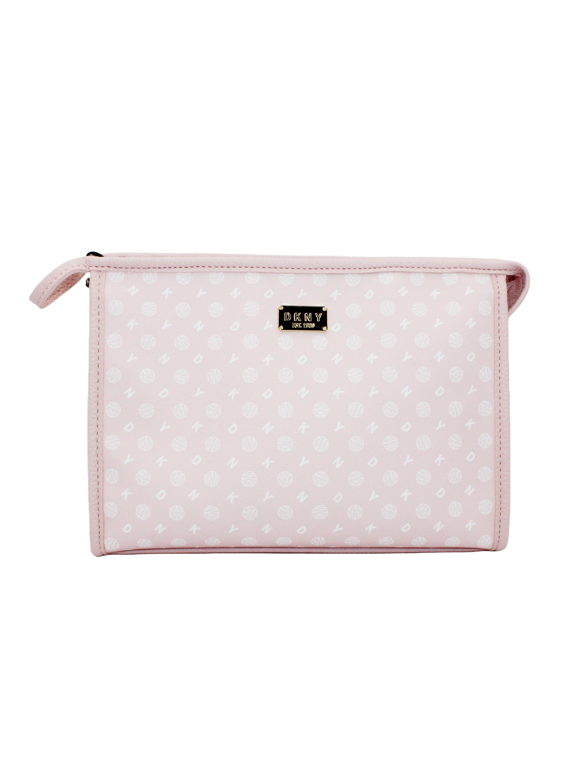 DKNY Legacy T Stand Cosmetic Bag, Travel Make up Bag Small, Small Waterproof and Lightweight Cosmetic Bag Storage Bag, Small Makeup Bag, Travel Toiletry Bag