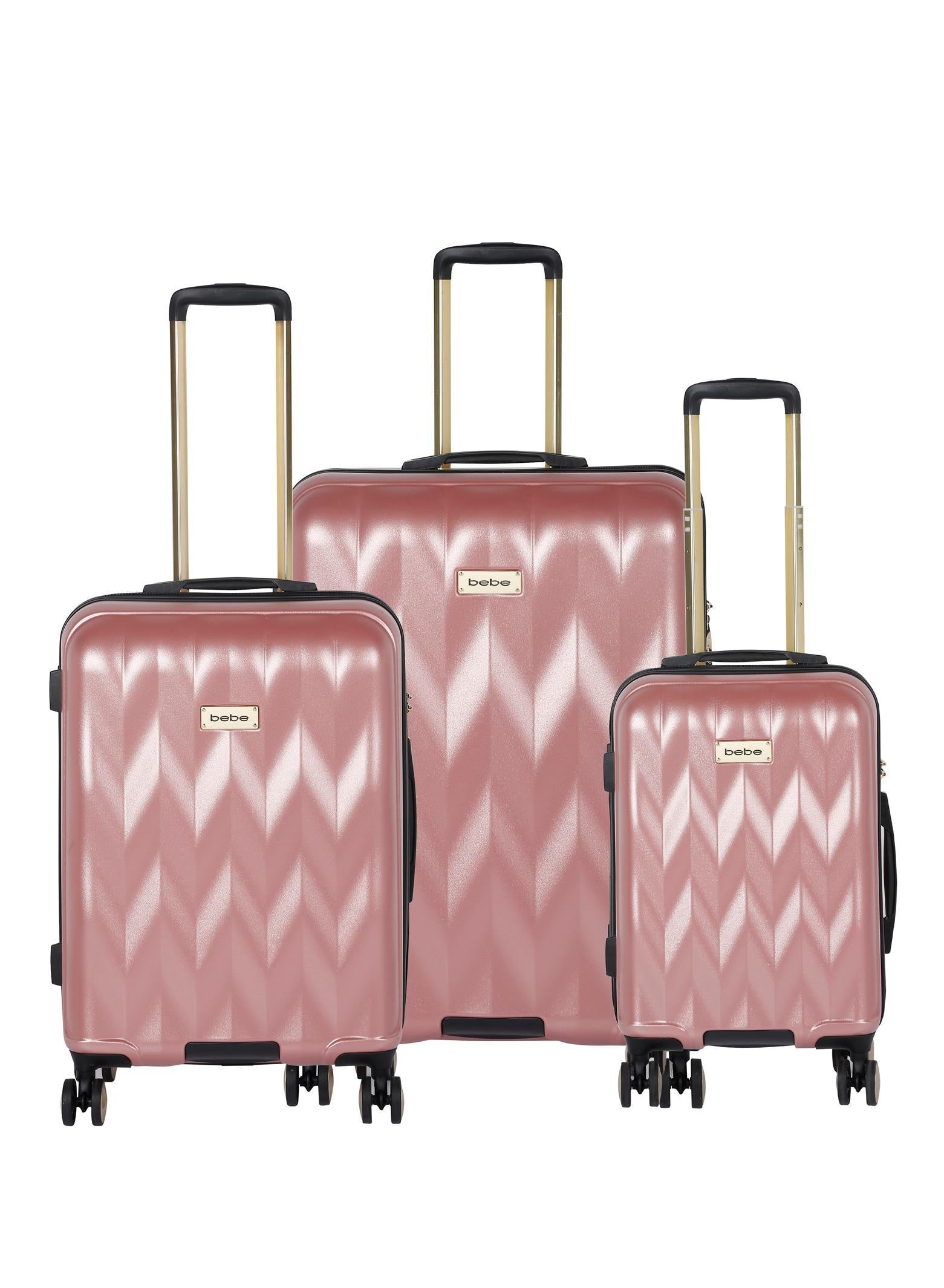 BEBE Ellise Hardside Luggage on Wheels for Unisex | Ultra Lightweight ABS on with Spinner Wheels 4 Color Rose Gold