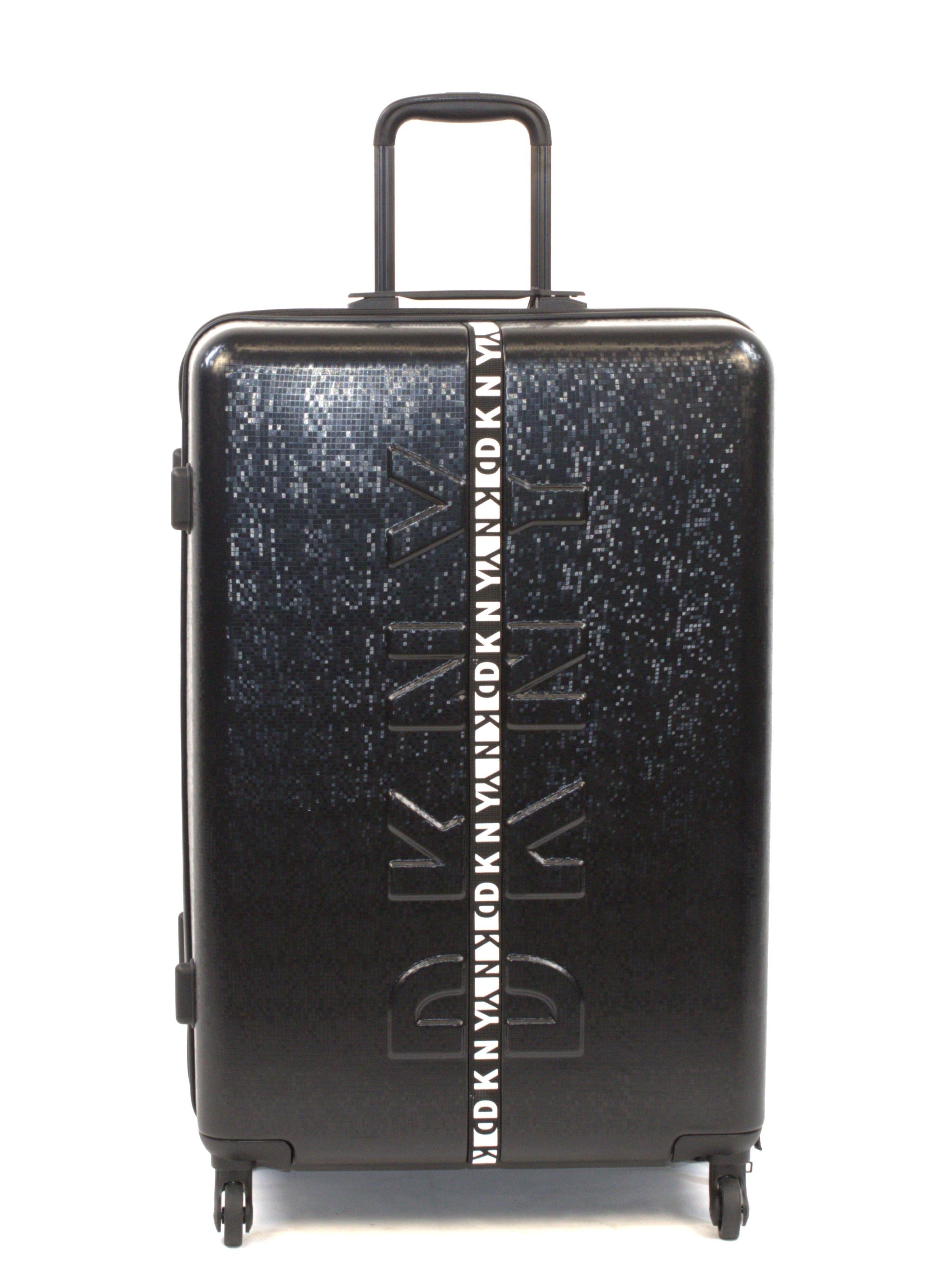 DKNY Front & Center Hardside Luggage on Wheels for Unisex | Ultra Lightweight ABS on with Spinner Double Wheels 4 Color Black