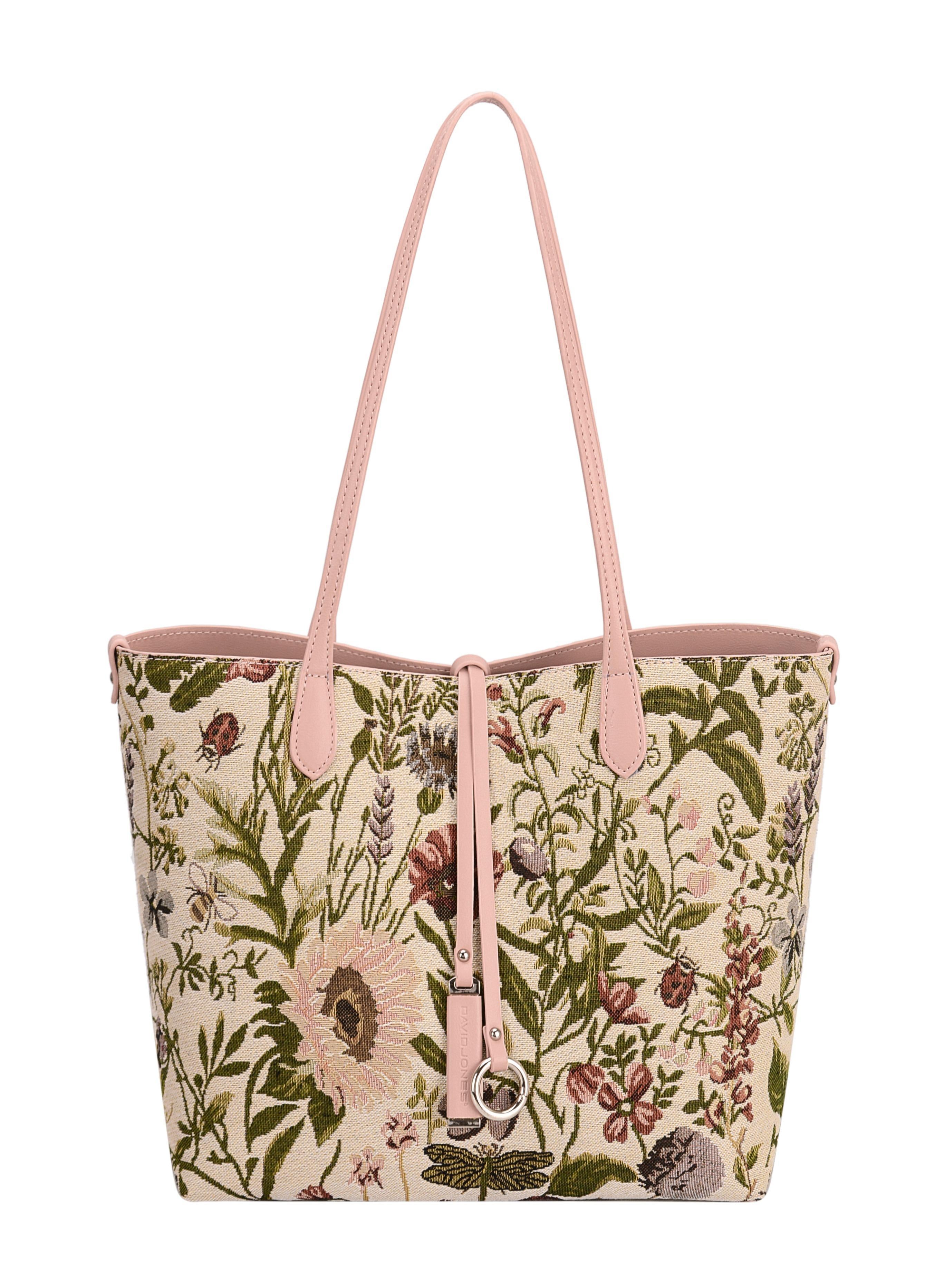 David Jones Floral Patterns Printed Leather Tote Bag Handbag for Women