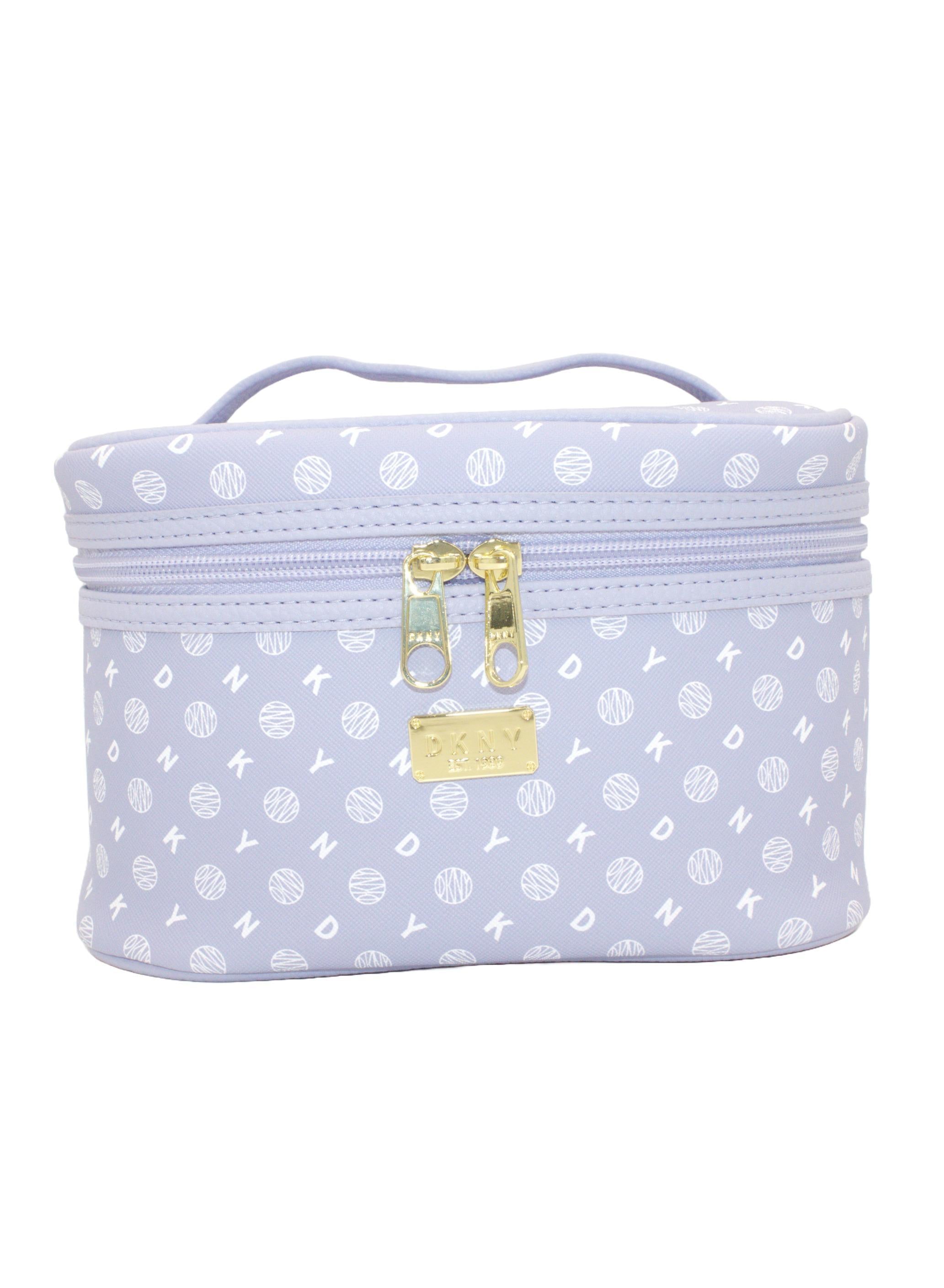 DKNY Legacy Train Case Cosmetic Bag, Travel Make up Bag Small, Small Waterproof and Lightweight Cosmetic Bag Storage Bag, Small Makeup Bag, Travel Toiletry Bag